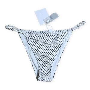 NWT Twin Swerve Thin Band Bikini Bottom Gray White Sz L